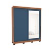 Guarda-Roupa Casal Madrid 2 Portas 2 Gavetas com Espelho Azul/Freijó - Politorno