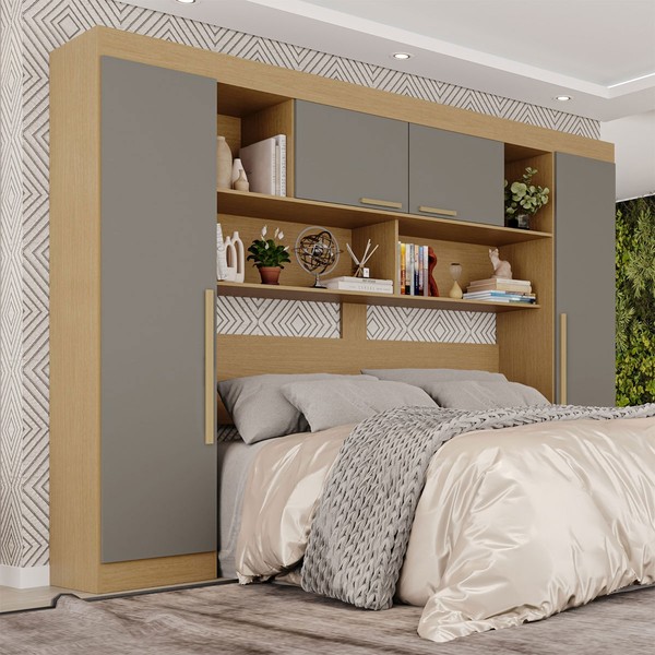 Guarda-Roupa Casal Modulado Odin Premium 4 Portas Jequitibá/Granizo - Pnr Móveis