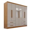 Guarda-Roupa Casal Balder Premium 6 Portas 4 Gavetas com Espelho Cinamomo/Off White - Pnr Móveis