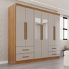Guarda-Roupa Casal Balder Premium 6 Portas 4 Gavetas com Espelho Cinamomo/Off White - Pnr Móveis