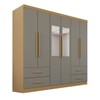 Guarda-Roupa Casal Balder Premium 6 Portas 4 Gavetas com Espelho Jequitibá/Granizo - Pnr Móveis