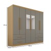 Guarda-Roupa Casal Balder Premium 6 Portas 4 Gavetas com Espelho Jequitibá/Granizo - Pnr Móveis