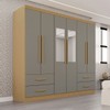 Guarda-Roupa Casal Balder Premium 6 Portas 4 Gavetas com Espelho Jequitibá/Granizo - Pnr Móveis