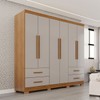 Guarda-Roupa Casal Balder Premium 6 Portas 4 Gavetas com Pés Cinamomo/Off White - Pnr Móveis