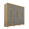 Guarda-Roupa Casal Balder Premium 6 Portas 4 Gavetas com Pés Jequitibá/Granizo - Pnr Móveis