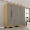 Guarda-Roupa Casal Balder Premium 6 Portas 4 Gavetas com Pés Jequitibá/Granizo - Pnr Móveis