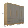 Guarda-Roupa Casal Balder Premium 6 Portas 4 Gavetas com Pés Jequitibá/Granizo - Pnr Móveis