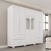 Guarda-Roupa Casal Balder Premium 6 Portas 4 Gavetas com Pés e Espelho Branco - Pnr Móveis