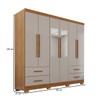 Guarda-Roupa Casal Balder Premium 6 Portas 4 Gavetas com Pés e Espelho Cinamomo/Off White - Pnr Móveis
