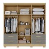 Guarda-Roupa Casal Balder Premium 6 Portas 4 Gavetas com Pés e Espelho Jequitibá/Granizo - Pnr Móveis