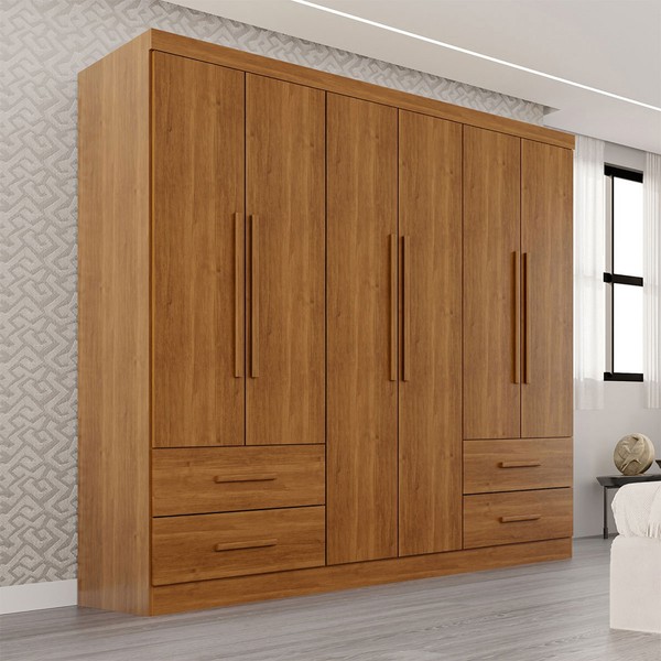 Guarda-Roupa Casal Balder Premium 6 Portas 4 Gavetas Cinamomo - Pnr Móveis