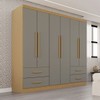 Guarda-Roupa Casal Balder Premium 6 Portas 4 Gavetas Jequitibá/Granizo - Pnr Móveis
