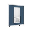 Guarda-Roupa Casal Madrid 4 Portas 4 Gavetas com Espelho Azul/Branco - Politorno