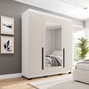 Guarda-Roupa Casal Madrid 4 Portas 4 Gavetas com Espelho Creme/Branco - Politorno