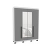 Guarda-Roupa Casal Madrid 4 Portas 4 Gavetas com Espelho Cinza/Branco - Politorno