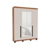 Guarda-Roupa Casal Madrid 4 Portas 4 Gavetas com Espelho Creme/Freijó - Politorno