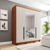 Guarda-Roupa Casal Madrid 4 Portas 4 Gavetas com Espelho Creme/Freijó - Politorno