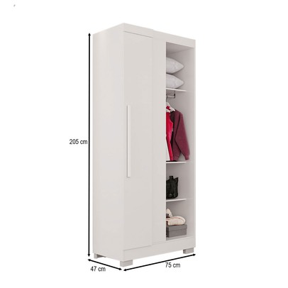 Guarda-Roupa Solteiro Modulado Freyr 1 Porta com Pés Branco - Pnr Móveis