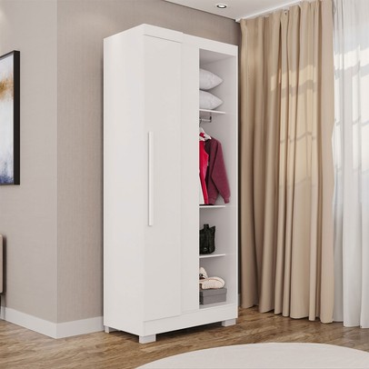 Guarda-Roupa Solteiro Modulado Freyr 1 Porta com Pés Branco - Pnr Móveis