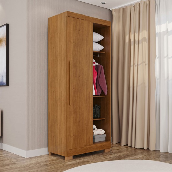 Guarda-Roupa Solteiro Modulado Freyr 1 Porta com Pés Cinamomo - Pnr Móveis