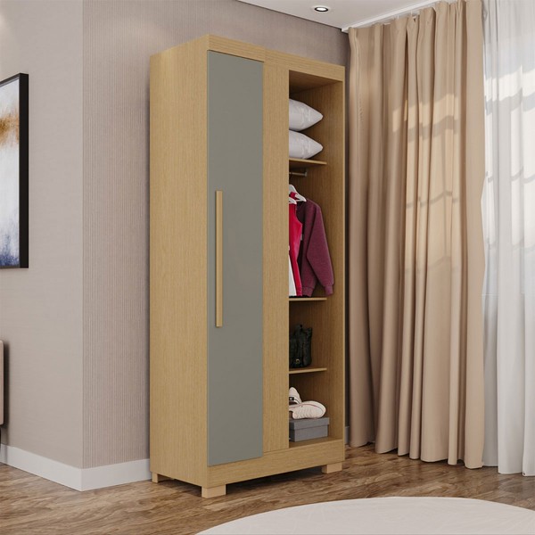 Guarda-Roupa Solteiro Modulado Freyr 1 Porta com Pés Jequitibá/Granizo - Pnr Móveis