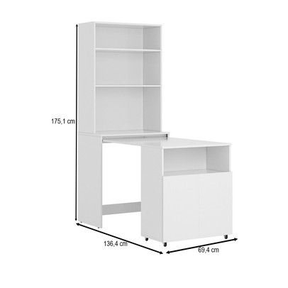 Armário Multiuso Mesa Duo 2 Portas 3 Prateleiras Branco - Kits Paraná