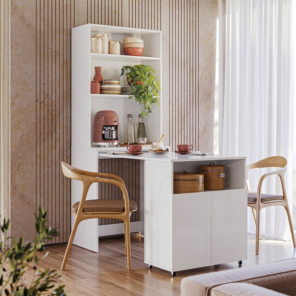 Armário Multiuso Mesa Duo 2 Portas 3 Prateleiras Branco - Kits Paraná