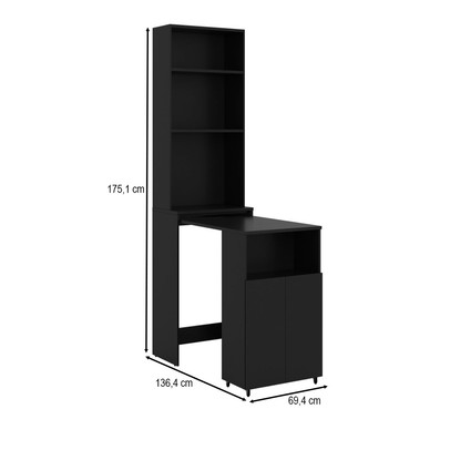 Armário Multiuso Mesa Duo 2 Portas 3 Prateleiras Preto - Kits Paraná