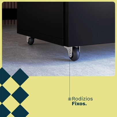 Armário Multiuso Mesa Duo 2 Portas 3 Prateleiras Preto - Kits Paraná