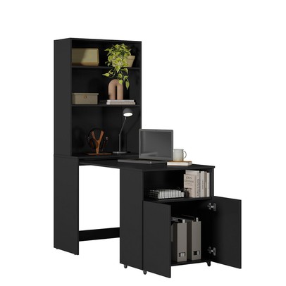 Armário Multiuso Mesa Duo 2 Portas 3 Prateleiras Preto - Kits Paraná