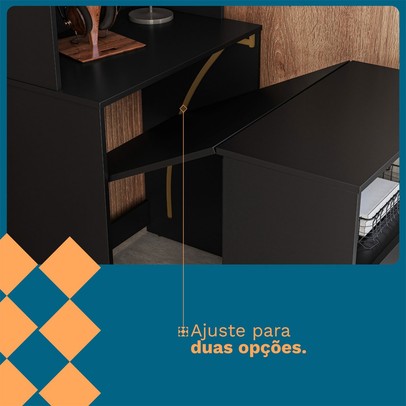 Armário Multiuso Mesa Duo 2 Portas 3 Prateleiras Preto - Kits Paraná