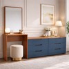 Cômoda Madrid 6 Gavetas com Espelho Azul/Freijó - Politorno