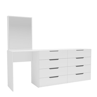 Cômoda Madrid 8 Gavetas com Espelho Branco - Politorno