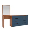 Cômoda Madrid 8 Gavetas com Espelho Azul/Freijó - Politorno