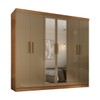 Guarda-Roupa Solteiro Lancaster 6 Portas 3 Gavetas 100% Mdf com Espelho Cinamomo/Cappuccino - Panorama Móveis