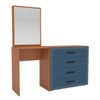 Cômoda Valência 4 Gavetas com Espelho Azul/Freijó - Politorno