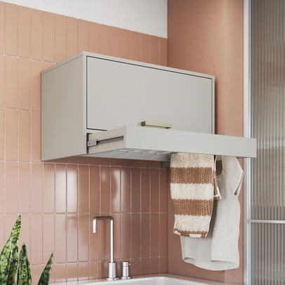 Armário Aéreo Lavanderia  Assis 1 Porta com Varal Arenas - Art In Móveis