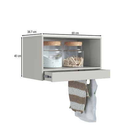 Armário Aéreo Lavanderia  Assis 1 Porta com Varal Arenas - Art In Móveis