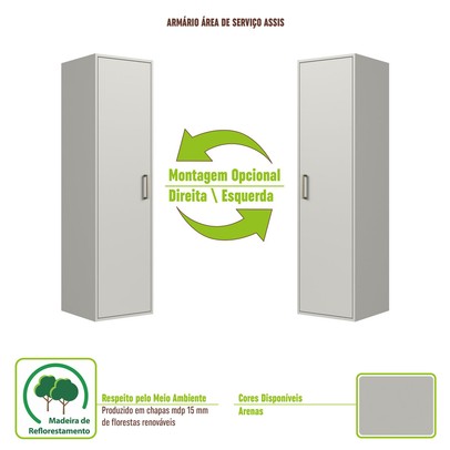 Armário Aéreo Lavanderia Assis 1 Porta Arenas - Art In Móveis