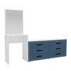Cômoda Valência 6 Gavetas com Espelho Azul/Branco - Politorno
