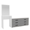 Cômoda Valência 6 Gavetas com Espelho Cinza/Branco - Politorno