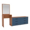 Cômoda Valência 6 Gavetas com Espelho Azul/Freijó - Politorno