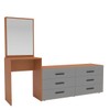 Cômoda Valência 6 Gavetas com Espelho Cinza/Freijó - Politorno