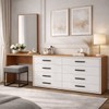 Cômoda Valência 8 Gavetas com Espelho Branco/Freijó - Politorno