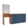 Cômoda Valência 8 Gavetas com Espelho Azul/Freijó - Politorno