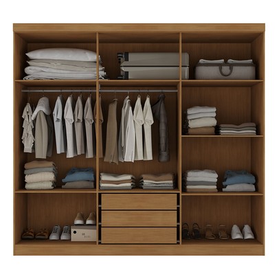 Guarda-Roupa Solteiro Lancaster 6 Portas 3 Gavetas 100% Mdf Cinamomo/Cappuccino - Panorama Móveis