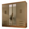 Guarda-Roupa Solteiro Lancaster 6 Portas 6 Gavetas 100% Mdf com Espelho Cinamomo/Cappuccino - Panorama Móveis