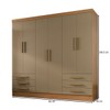 Guarda-Roupa Solteiro Lancaster 6 Portas 6 Gavetas 100% Mdf Cinamomo/Cappuccino - Panorama Móveis