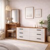 Cômoda Lisboa 6 Gavetas com Espelho Creme/Freijó - Politorno