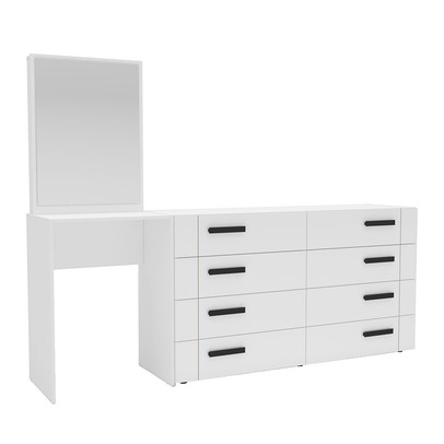 Cômoda Lisboa 8 Gavetas com Espelho Branco - Politorno